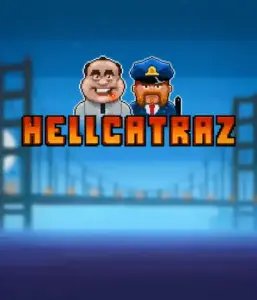 Explore the action-packed world of Hellcatraz slot by Relax Gaming, showcasing a quirky prisoner and a guard with the infamous Alcatraz prison and San Francisco skyline in the background. This graphic portrays the light-hearted escapade of an Alcatraz-inspired game, perfect for players looking for a unique slot experience, providing a entertaining gaming experience. 