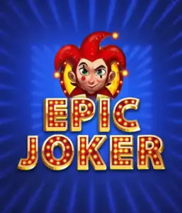 Experience the colorful world of Epic Joker slot by Relax Gaming, highlighting a playful joker with a flaming hairstyle set against a sparkling blue background. This graphic depicts the fun and excitement of classic slots, ideal for players who enjoy a nostalgic touch, offering a captivating play experience.