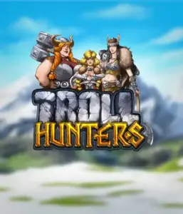 Enter the realm of "Troll Hunters," where bold Viking warriors are poised to confront their foes. The logo displays a pair of Vikings, male and female, equipped with weapons, set against a cold mountainous backdrop. They radiate power and determination, symbolizing the core of the game's adventurous theme.